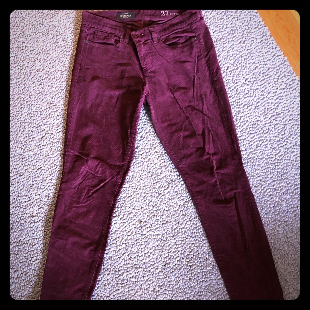 JCrew toothpick corduroy pants size 27